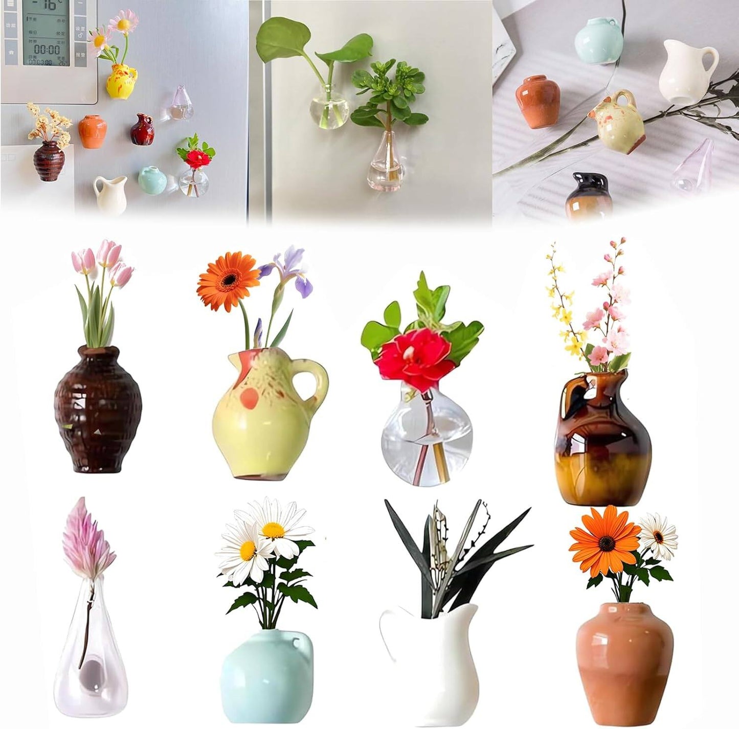 🌸🌸8PCS Mini Vase Magnets for Fridge