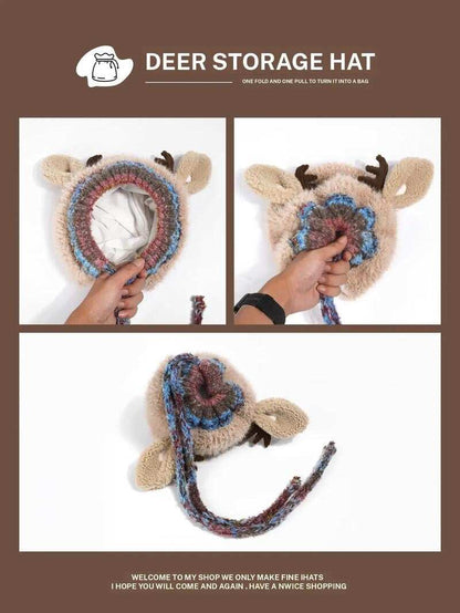 🎄Christmas Sale 60% OFF🔥Original design Festive Christmas 2-in-1 Antler Hat and Handbag