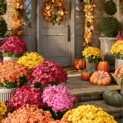 💥ON SALE💥- Artificial Outdoor Sunset Mums Flowers - UV resistant, Waterproof, Windproof