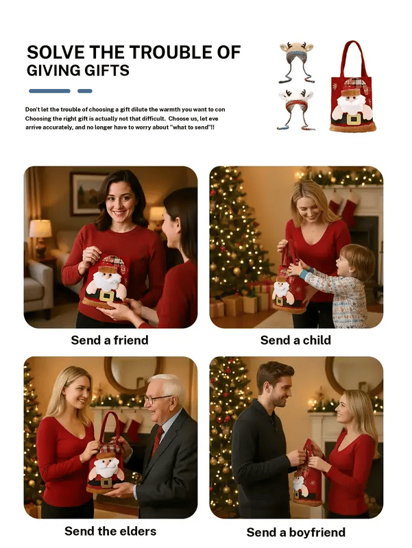 🎄Christmas Sale 60% OFF🔥Original design Festive Christmas 2-in-1 Antler Hat and Handbag