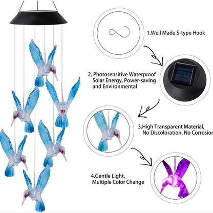 🦋 Enhance Your Garden - ✨Creative Bird Design Solar Wind Chimes